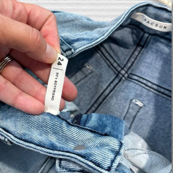 PacSun 90s Boyfriend Jeans XS Women’s Light Wash High Rise Straight Leg - Picture 6 of 10